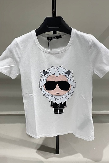 Женская белая футболка Karl Lagerfeld "Leo"   