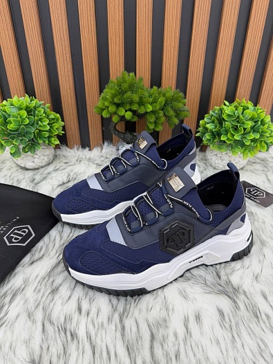 Комбинированные кроссовки Philipp Plein Predator - Navy   