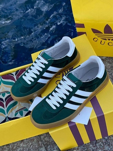 Женские кроссовки Gucci x Adidas Gazelle Collaboration - Green   