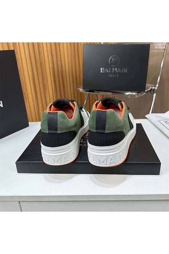 Кожаные кроссовки Balmain B-Skate Low-Top - White / Green