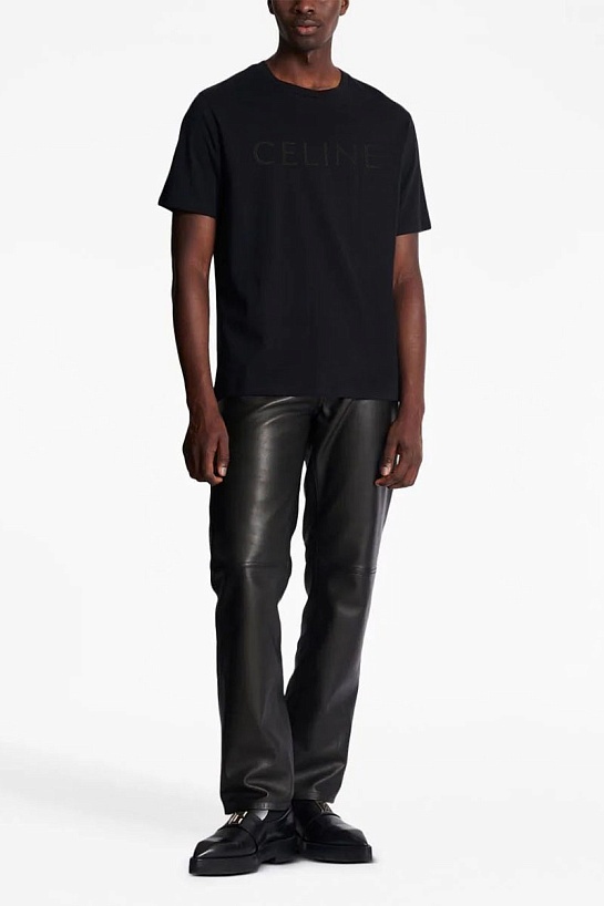 Мужская чёрная футболка Celine logo-print