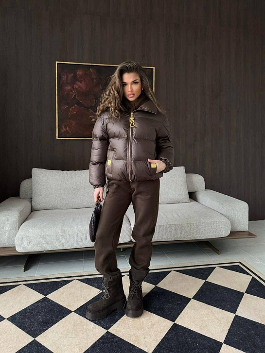 Женский костюм тройка на флисе Schiaparelli premium - Brown