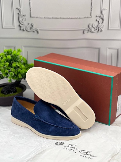 Замшевые лоферы Loro Piana Summer Walk - Navy   