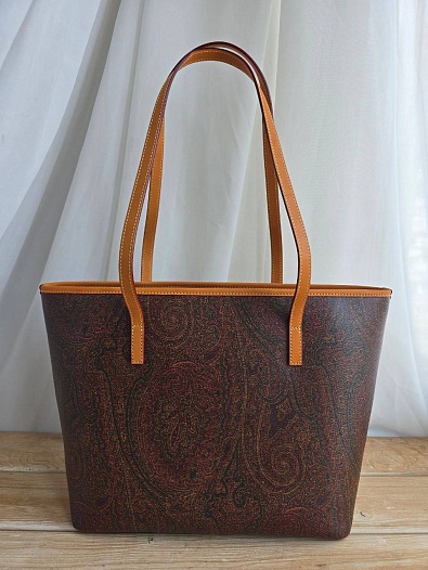 Кожаная сумка Etro с узором пейсли 29x26 см   