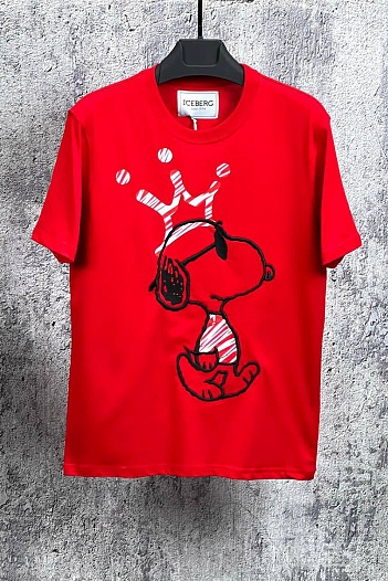 Мужская футболка Iceberg embroidered Snoopy - Red   
