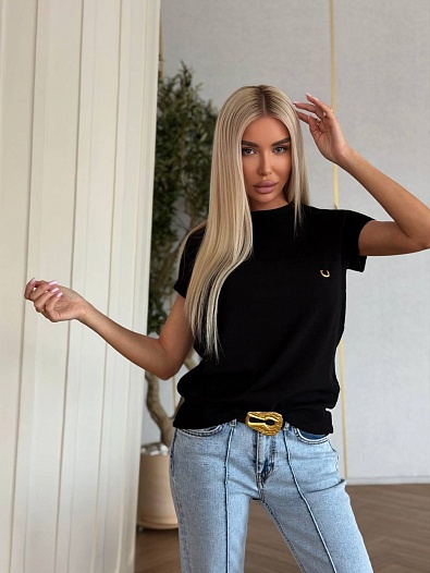 Женская чёрная футболка Schiaparelli premium   