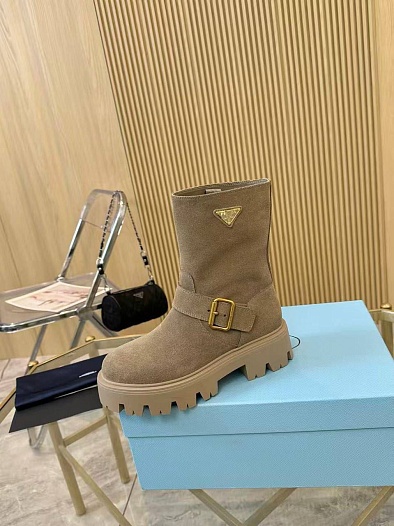 Женские замшевые сапоги Prada Suede premium   