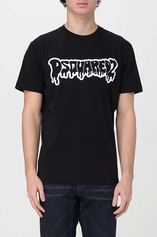 Мужская чёрная футболка Dsquared2 logo-print