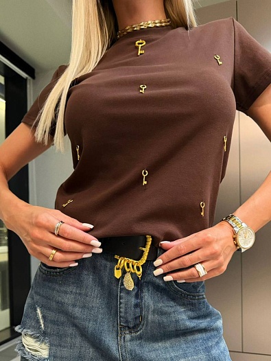 Женская футболка Schiaparelli premium - Brown   