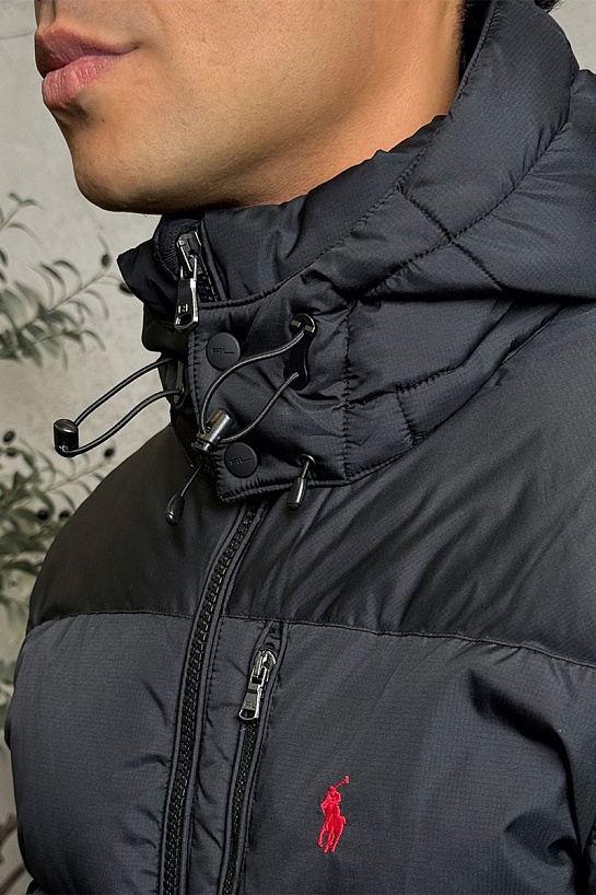 Мужской чёрный пуховик Роlо Ralрh Lаurеn pony-embroidered