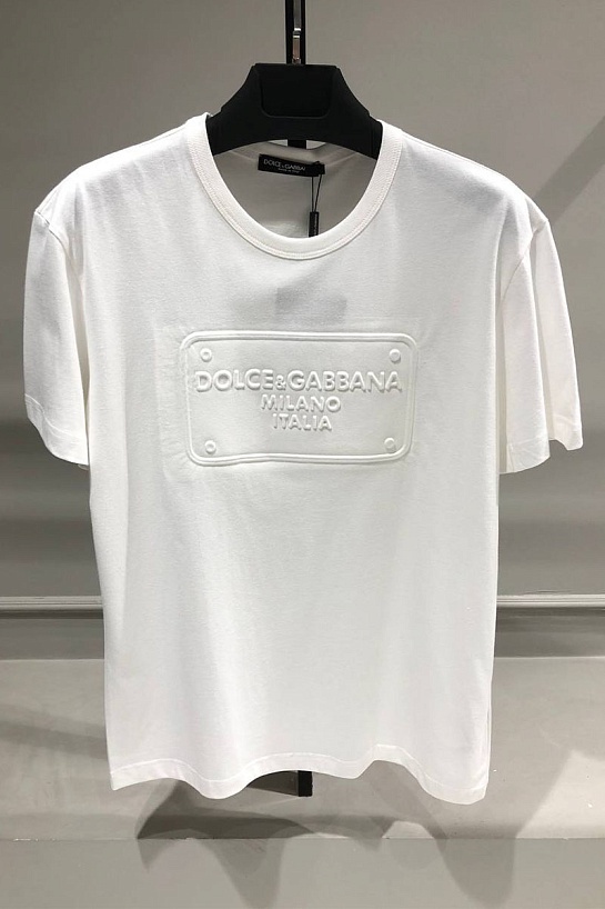 Белая футболка Dolce&Gabbana Milano Italia logo-embossed