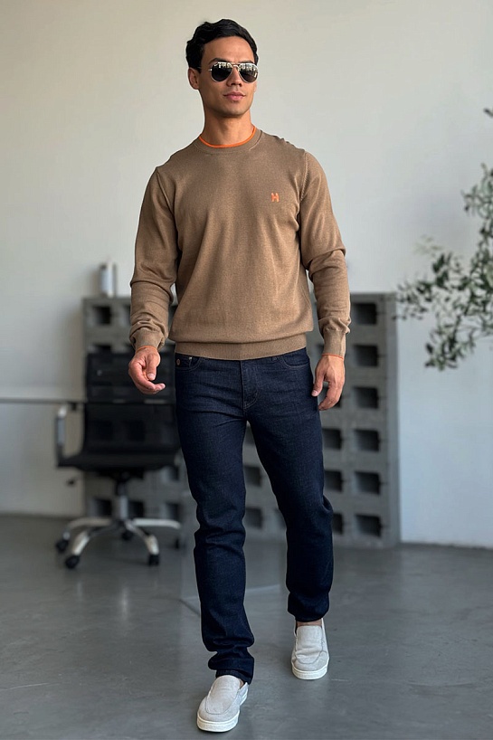 Мужской джемпер Hermes H embroidered - Brown