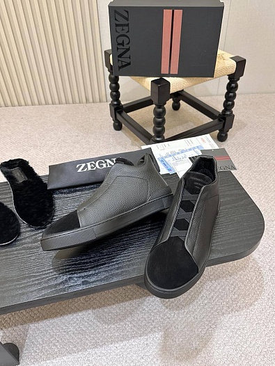 Кроссовки с мехом Ermenegildo Zegna Triple Stitch high-top   