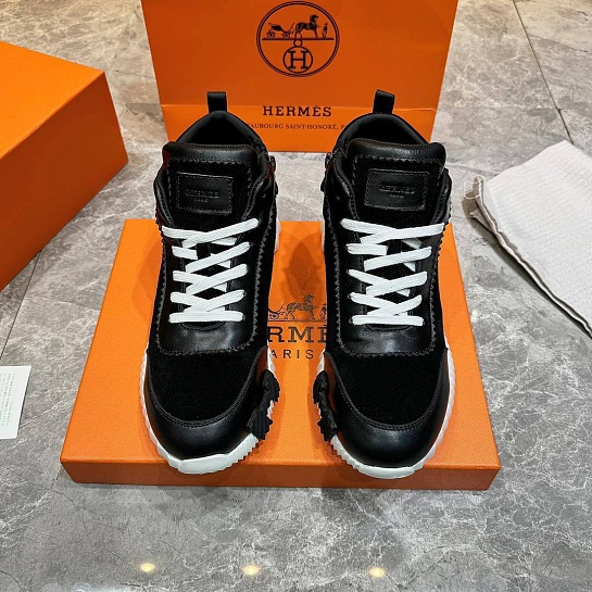 Кроссовки с мехом Hermes Bouncing high-top - Black / White