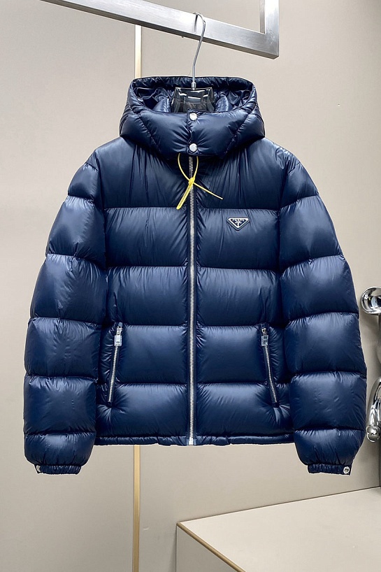 Мужской пуховик Prada logo-plaque - Blue