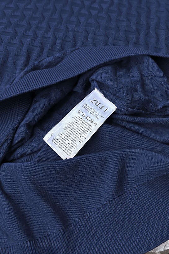 Мужское поло синего цвета Zilli zip neck