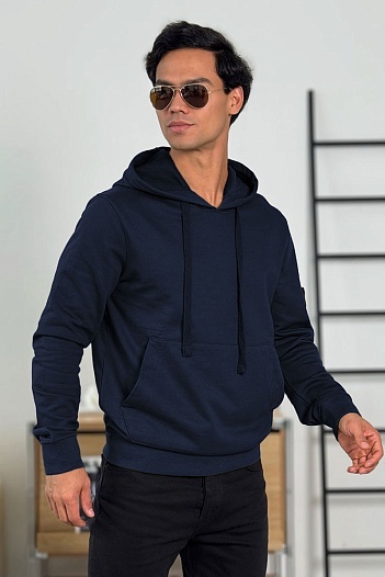 Мужское худи тёмно-синего цвета Stone Island Compass-patch   