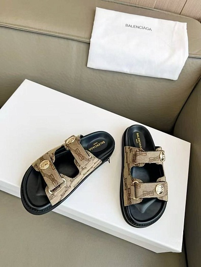 Женские шлёпанцы Balenciaga Jacquard Premium - Brown   