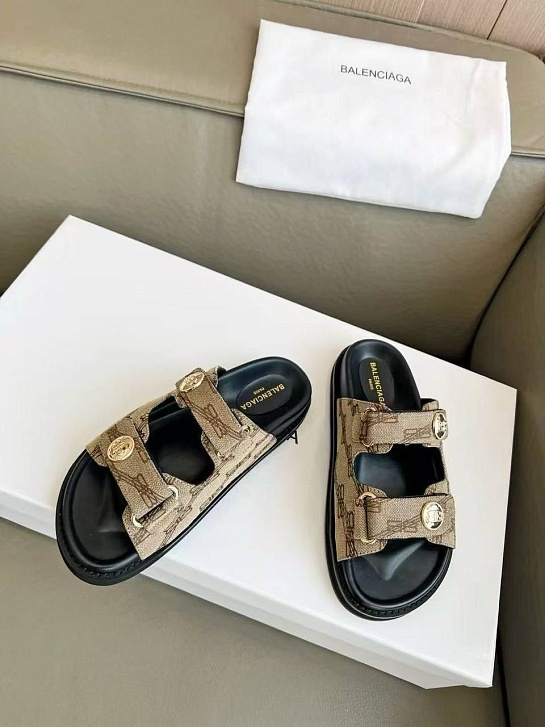 Женские шлёпанцы Balenciaga Jacquard Premium - Brown