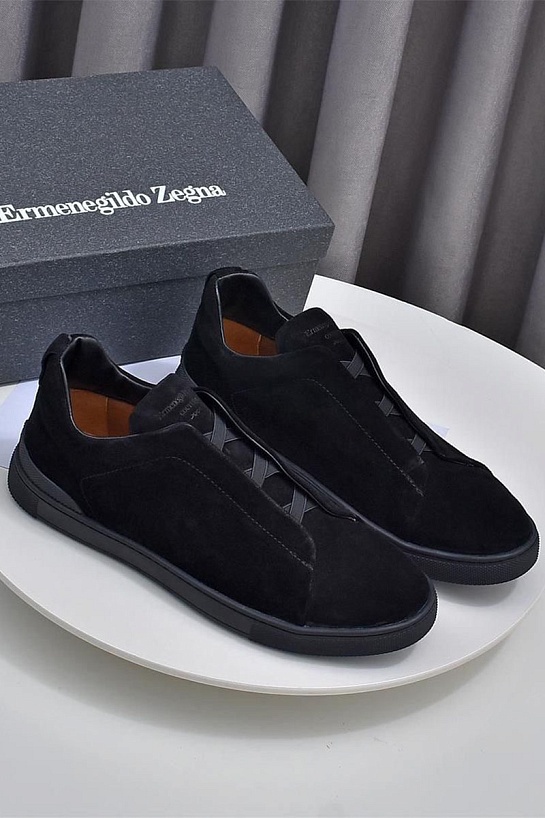 Чёрные кроссовки Ermenegildo Zegna Triple Stitch Suede
