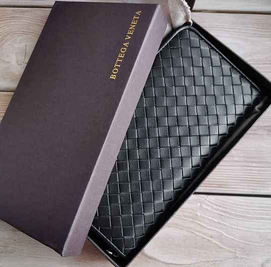 Портмоне с молнией Bottega Veneta - Black 22x11,5 см