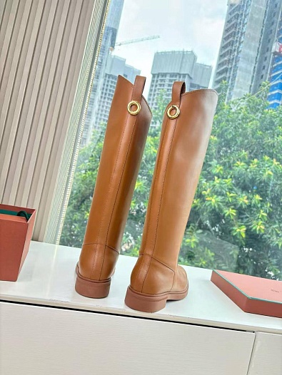 Женские кожаные сапоги Loro Piana premium - Chestnut   