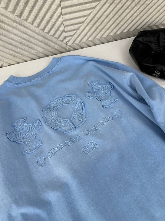Женский лонгслив голубого цвета Chrome Hearts