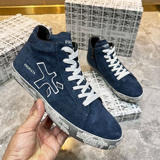 Замшевые кроссовки с мехом Premiata high-top - Navy