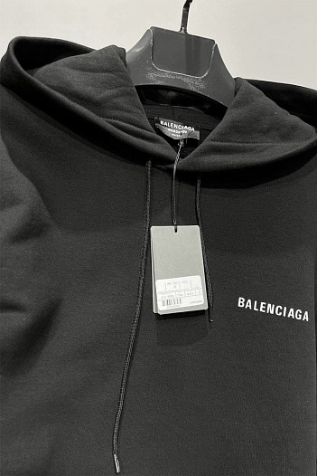 Мужское оверсайз худи Balenciaga чёрного цвета   
