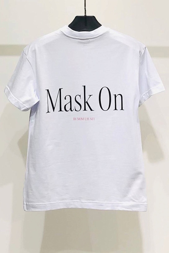 Мужская белая футболка Ih Nom Uh Nit "Mask On"