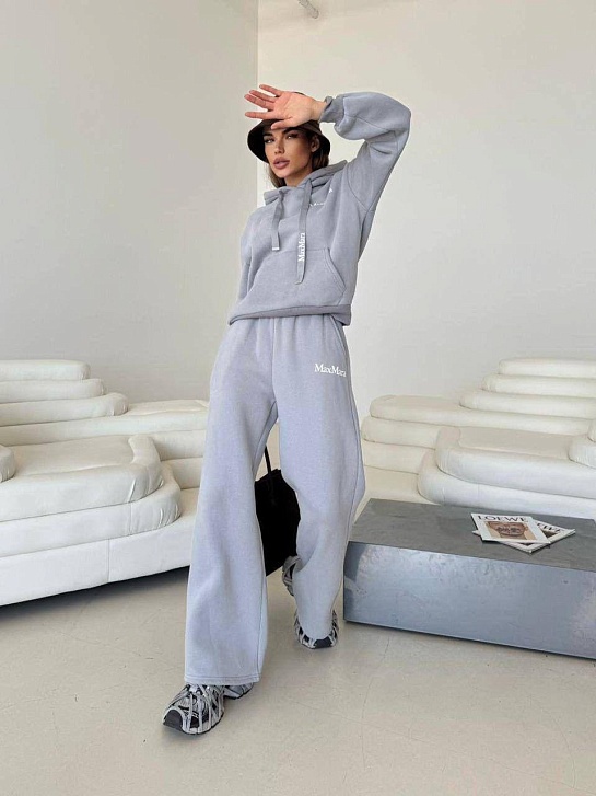 Женский костюм тройка на флисе Max Mara Premium - Light Grey