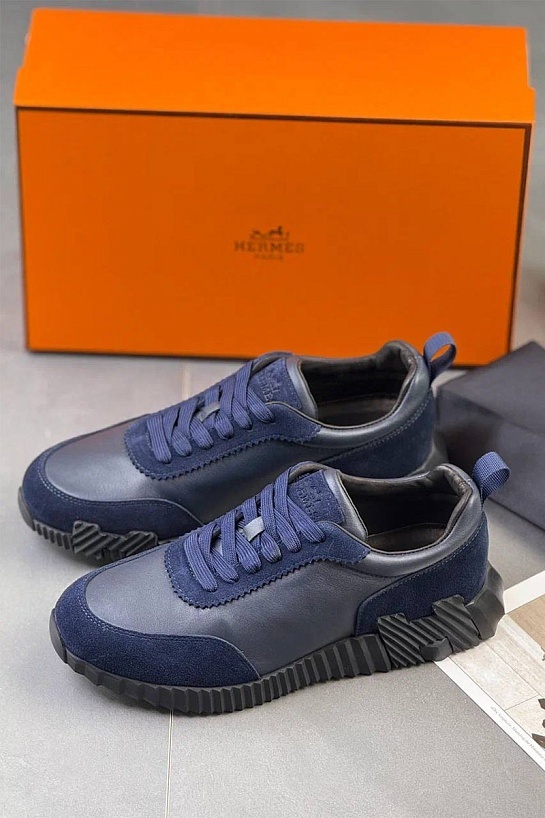 Комбинированные кроссовки Hermes Bouncing - Navy