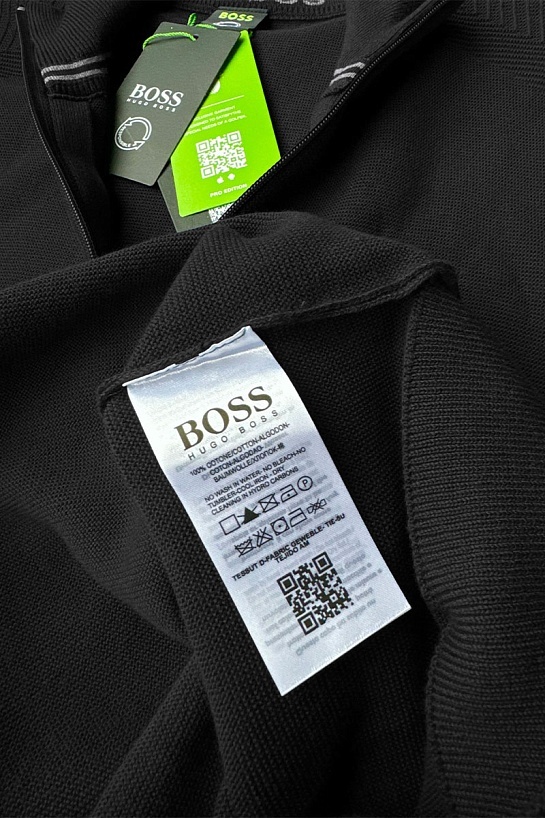 Чёрная кофта на молнии Hugo Boss logo-embroidered