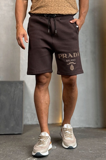 Мужские шорты Prada Milano logo-print - Brown   