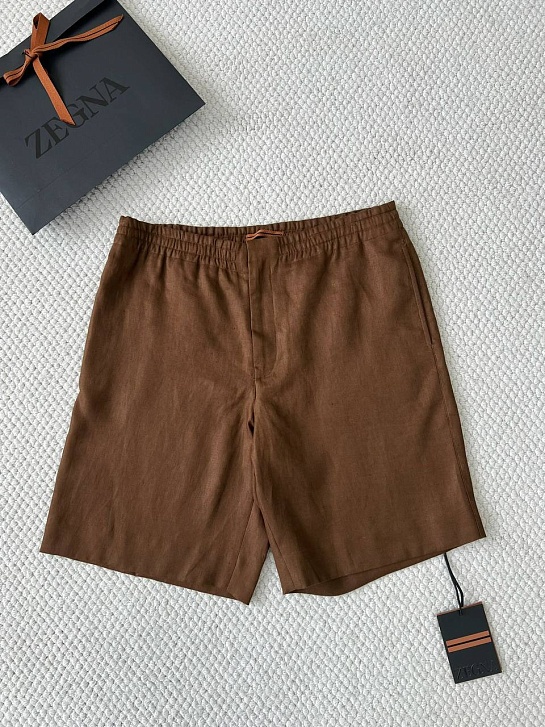 Льняные шорты коричневого цвета Zegna premium