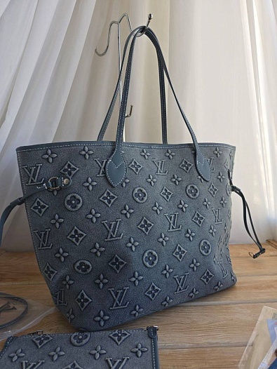 Джинсовая сумка Louis Vuitton Neverfull 32x28 см - Blue   