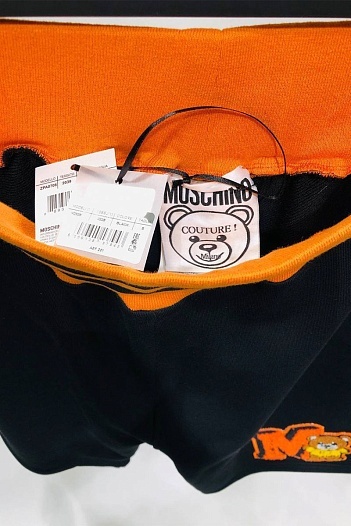 Белая мужская футболка Moschino flocked bear logo   