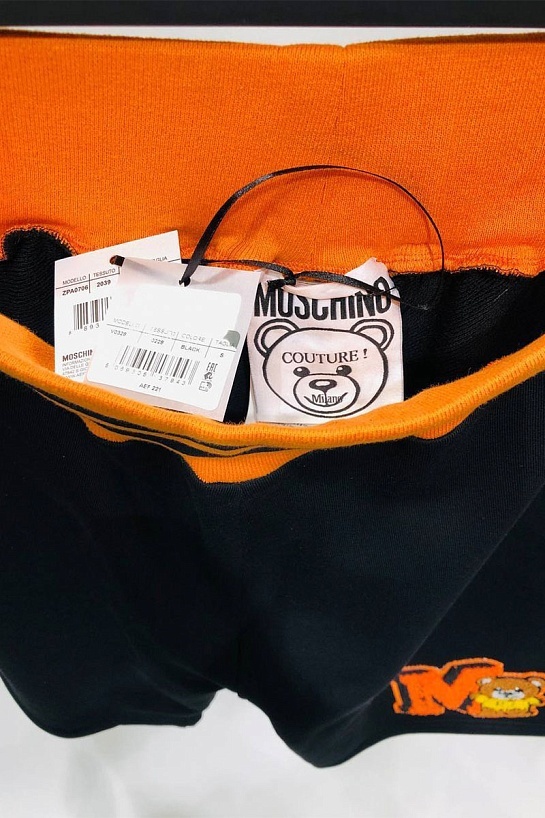 Белая мужская футболка Moschino flocked bear logo