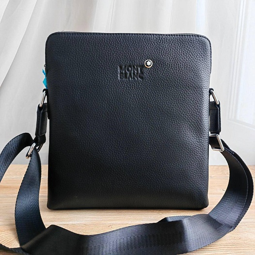 Кожаная чёрная сумка-планшет Montblanc 27x26 см   