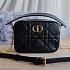 Женская кожаная сумка Dior Camera Caro Top Handle 17x15 см - Black