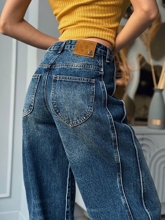 Женские свободные джинсы Louis Vuitton синего цвета