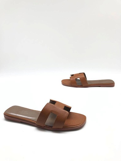 Женские бежевые шлёпанцы Hermes   