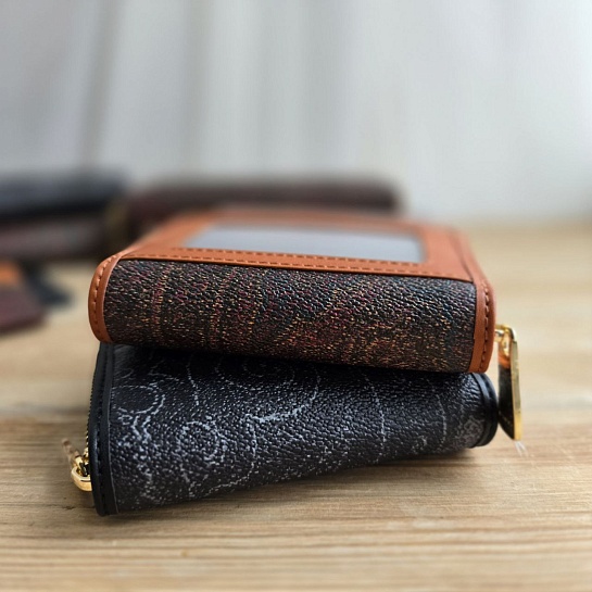 Кожаный кошелёк Etro с узором пейсли 11x8 см
