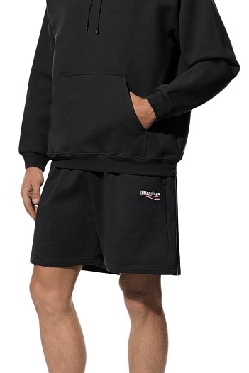 Чёрные мужские шорты Balenciaga Political Campaign logo   