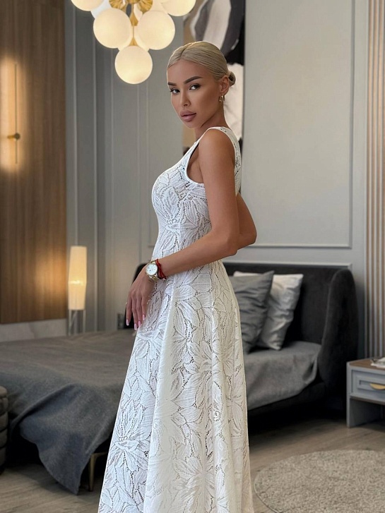 Женское кружевное платье Zimmermann белого цвета