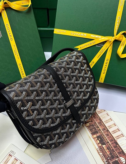Кожаная сумка Goyard Belvedere Messenger PM premium 22x17x6 см   