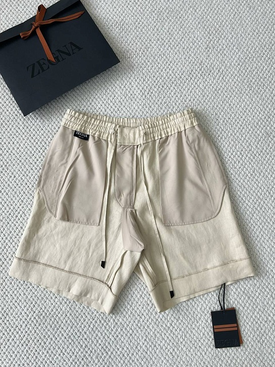 Льняные шорты бежевого цвета Zegna premium