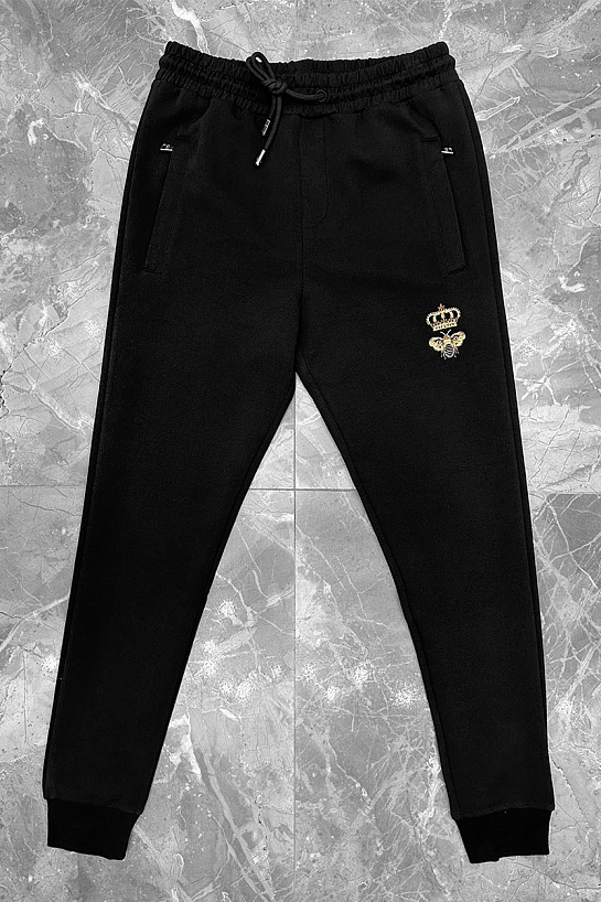Чёрные спортивные штаны Dolce & Gabbana bee crown embroidered