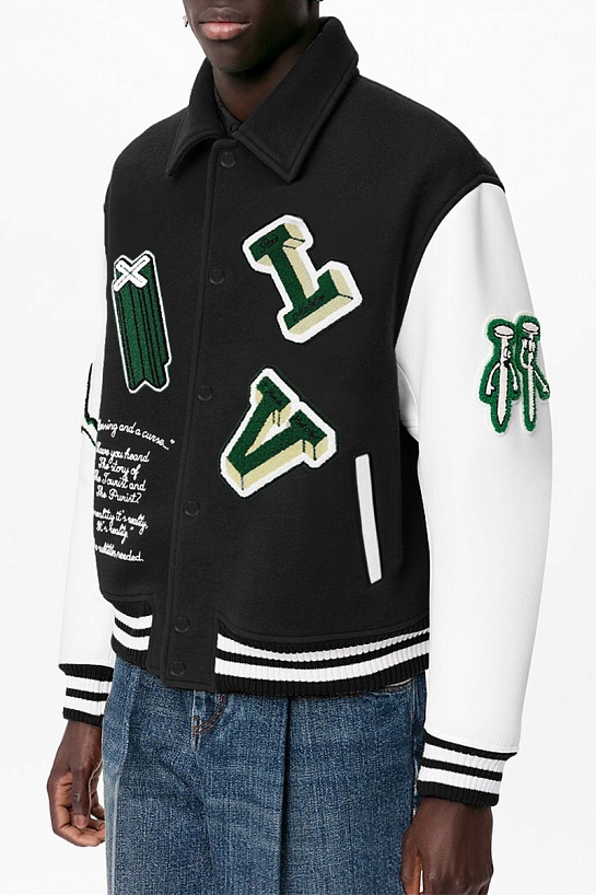 Мужской чёрный бомбер Louis Vuitton Varsity embroidered