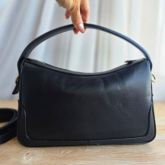 Женская чёрная кожаная сумка Yves Saint Laurent 29x18 см   